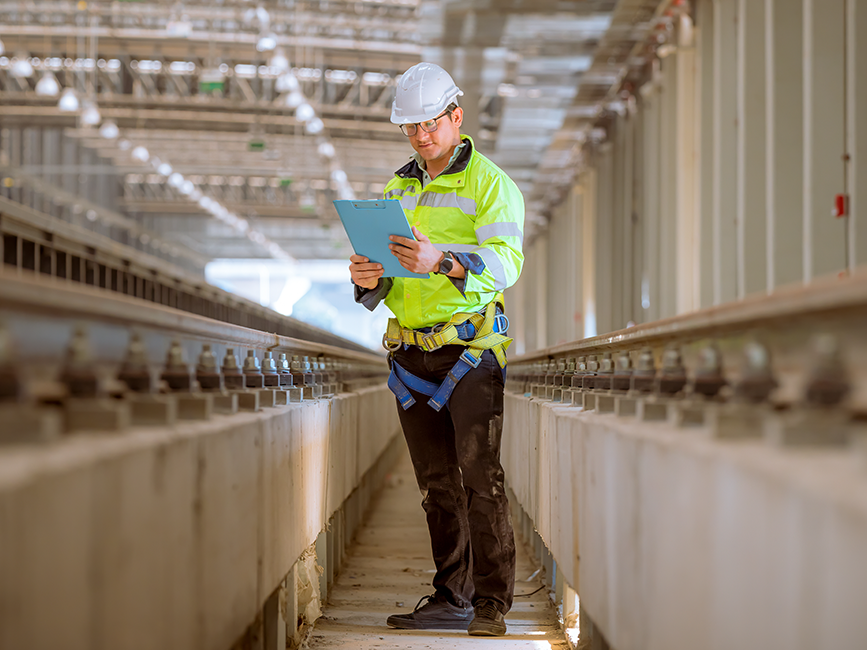 Engineer inspecting safety processes